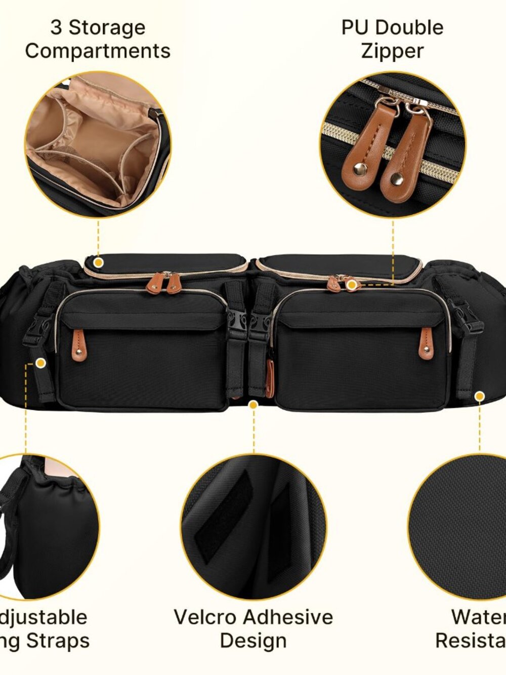 Double Stroller Organizer for Bob Duallie & Baby Jogger City Mini GT2 - Picture 5 of 9